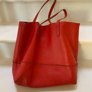 Red leather J.Crew tote